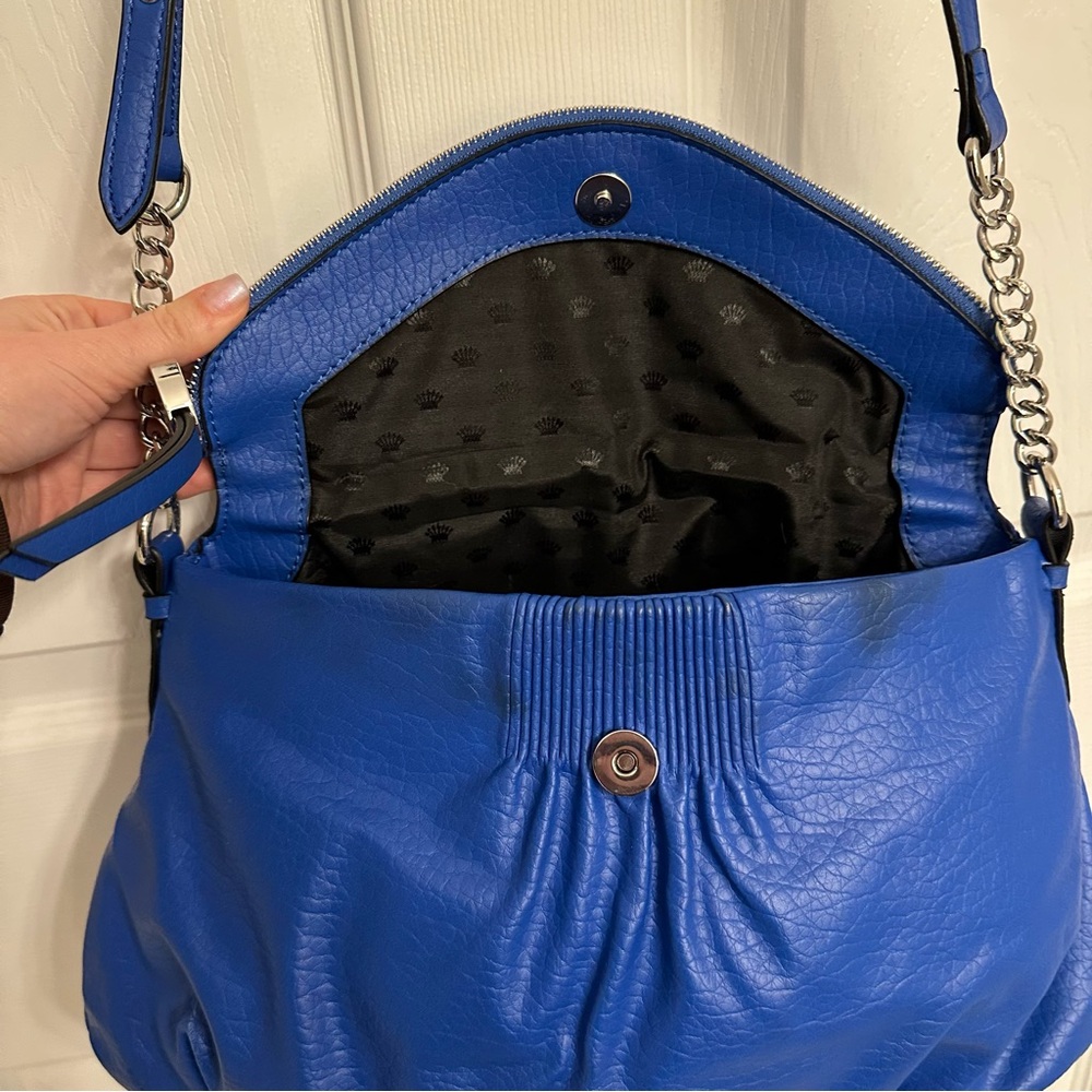 Juicy Couture Cobalt Blue Crossbody - Fold Over Faux Leather Handbag - Picture 4 of 12